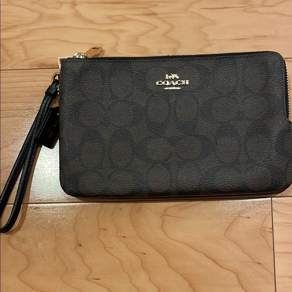 Coach Dark Brown Signature Wristlet